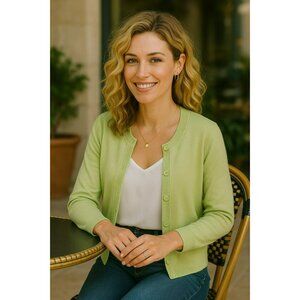 Banana Republic Womens XL Merino Wool Blend Cardigan Sweater Green